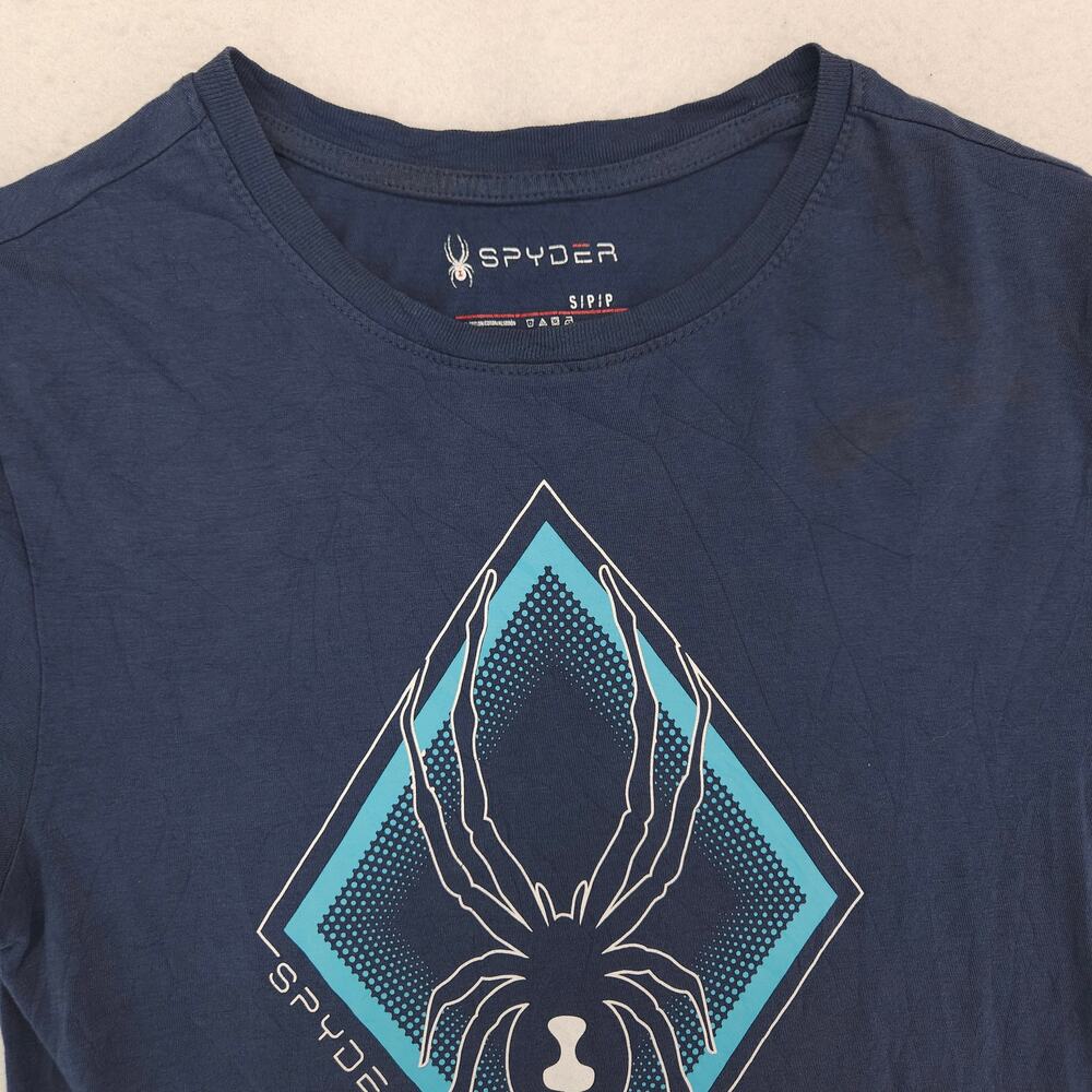 Spyder Casual Short Sleeve Crew Neck Graphic T Shirt Mens Size Small S Navy Blue